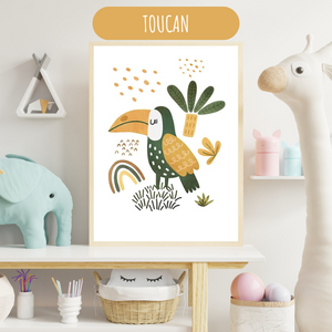 Affiches Chambre Bébé - Thème Jungle Animaux pour chambre enfant