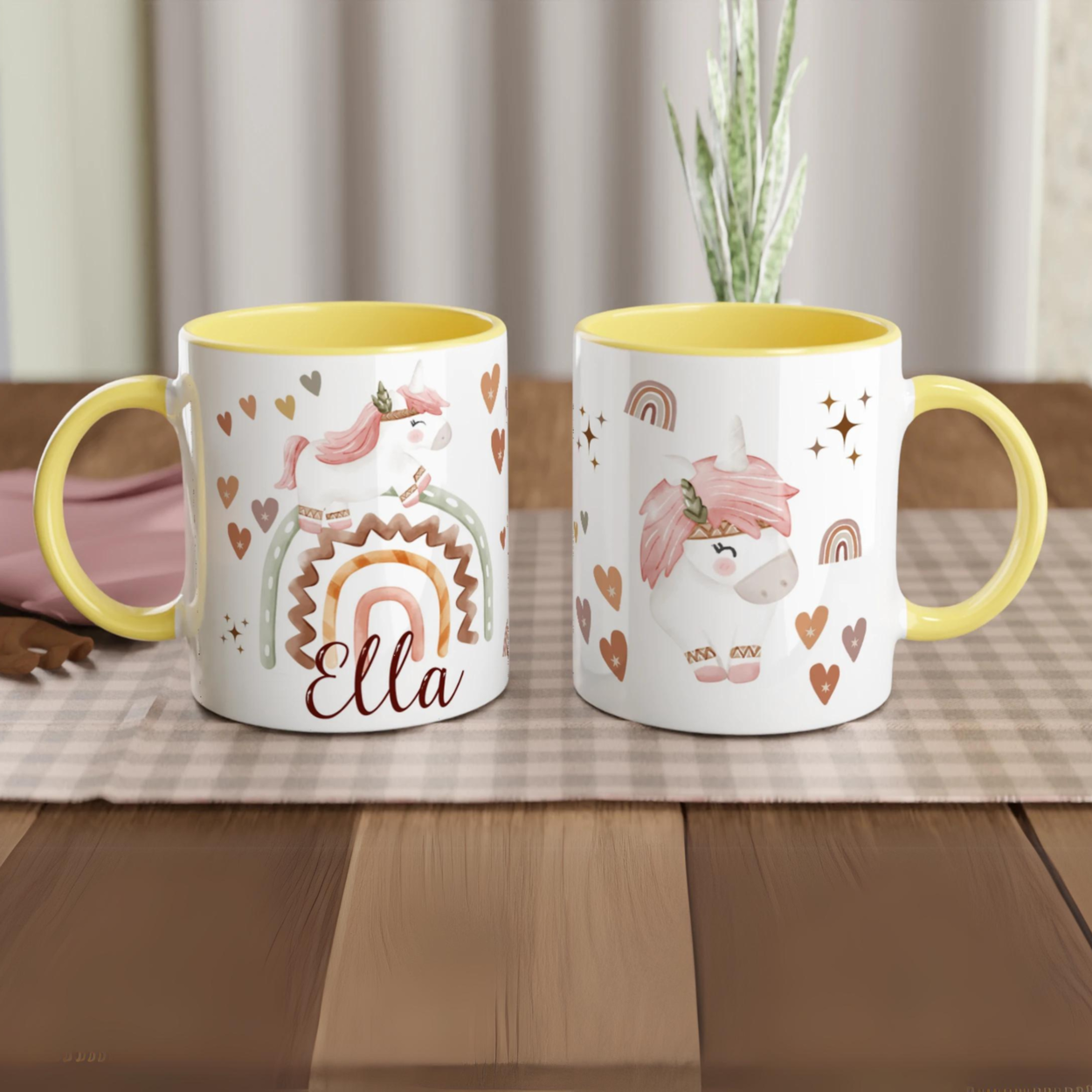 Mug licorne boho chic personnalisé pour enfants