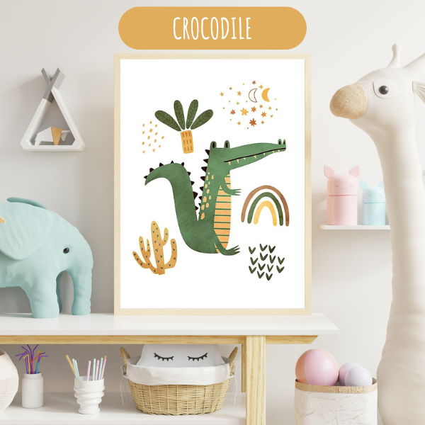 Affiches Chambre Bébé - Thème Jungle Animaux pour chambre enfant