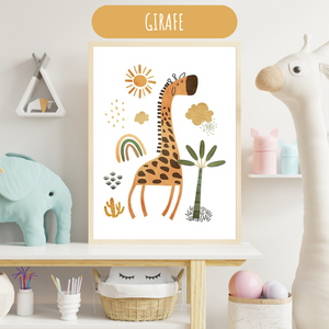 Affiches Chambre Bébé - Thème Jungle Animaux pour chambre enfant