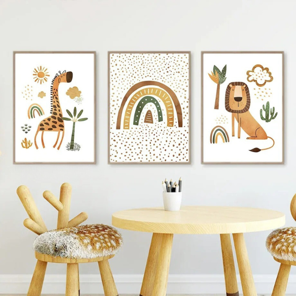 Affiches Chambre Bébé - Thème Jungle Animaux pour chambre enfant