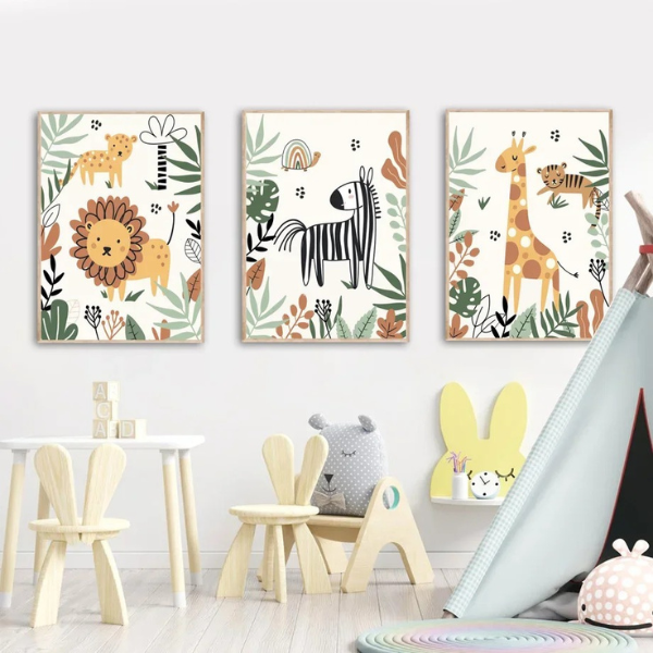 Affiches Personnalisées – Thème Jungle & Animaux pour chambre enfant