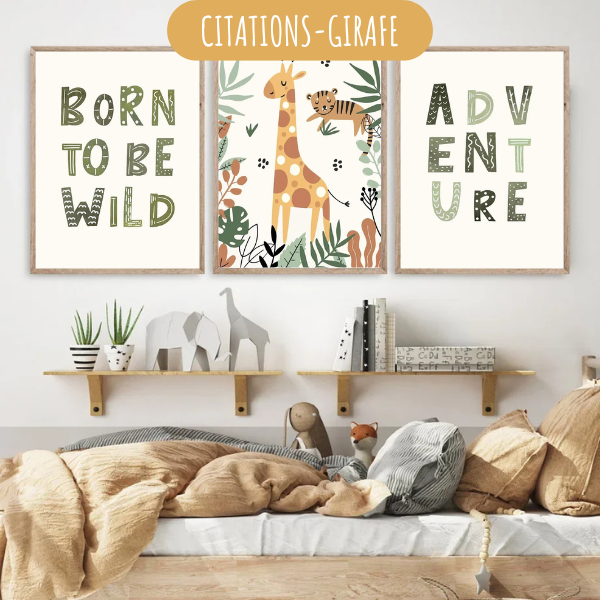 Affiches Personnalisées – Thème Jungle & Animaux pour chambre enfant