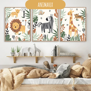 Affiches Personnalisées – Thème Jungle & Animaux pour chambre enfant