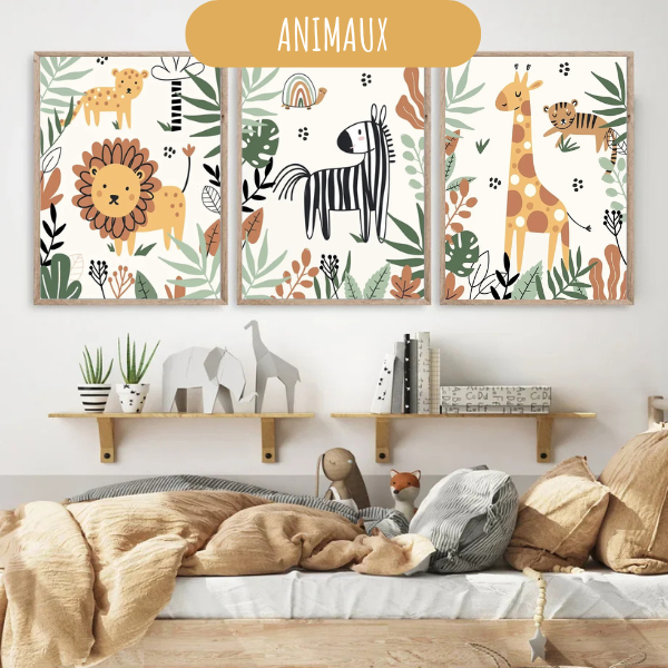 Affiches Personnalisées – Thème Jungle & Animaux pour chambre enfant