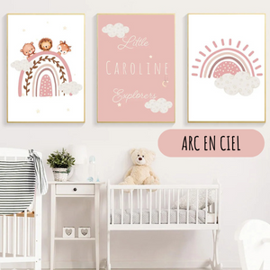 Posters personnalisés Montagne & Arc-en-Ciel – Déco chambre d'enfant