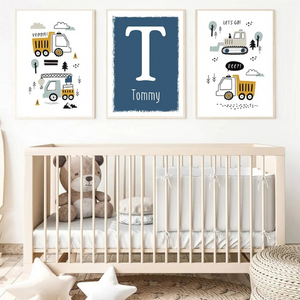 Posters chambre enfant personnalisés - thème chantier 🏗️