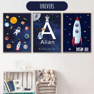 Affiches éducatives personnalisées espace – Décoration chambre enfant