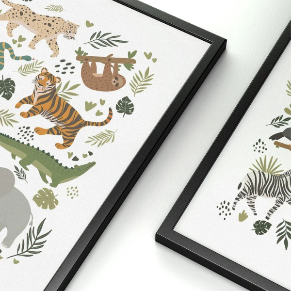 Affiches Educatives à Personnaliser Animaux Safari pour Chambre Enfant