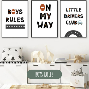 Affiches personnalisées chambre enfant - Véhicules et alphabet 🚗📚