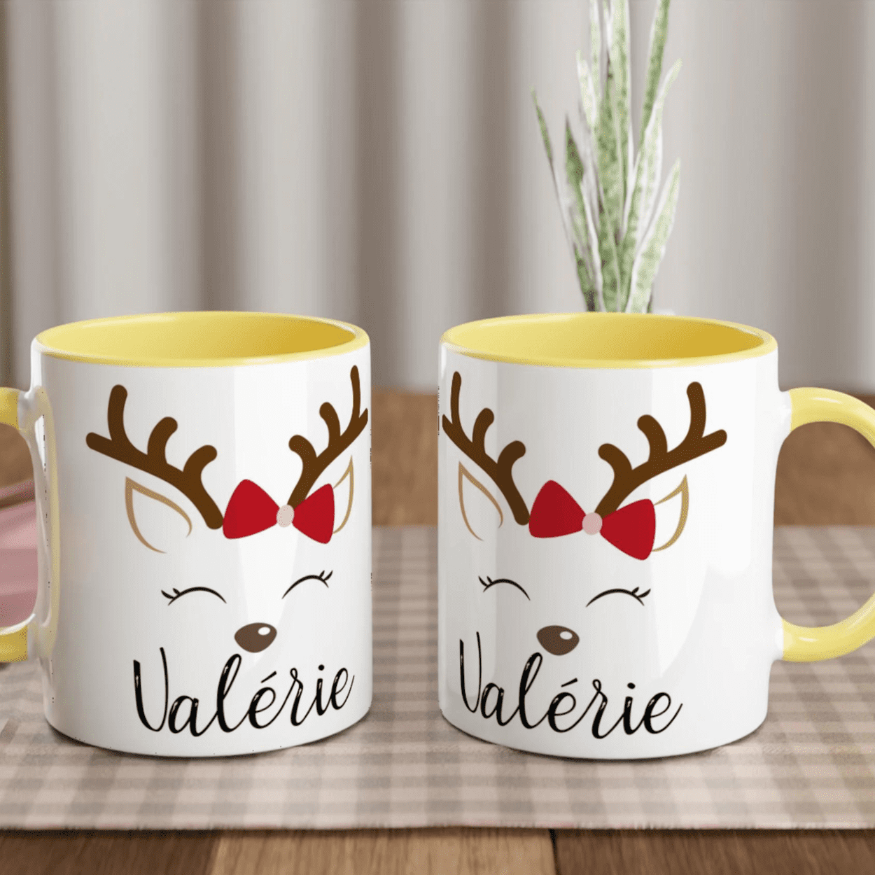 Mug Noël Renne Personnalisé avec Prénom – Idée Cadeau Originale