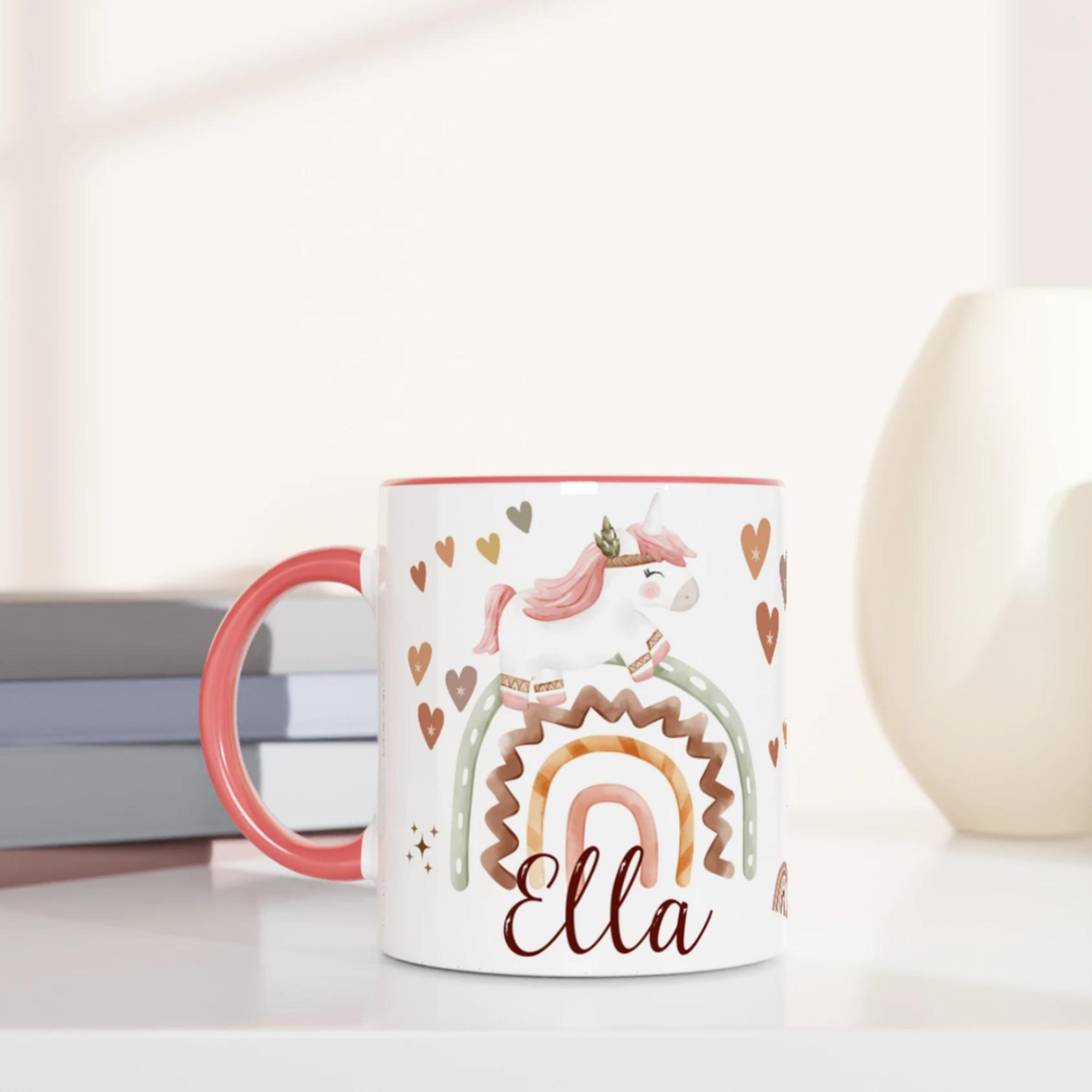 Mug licorne boho chic personnalisé pour enfants