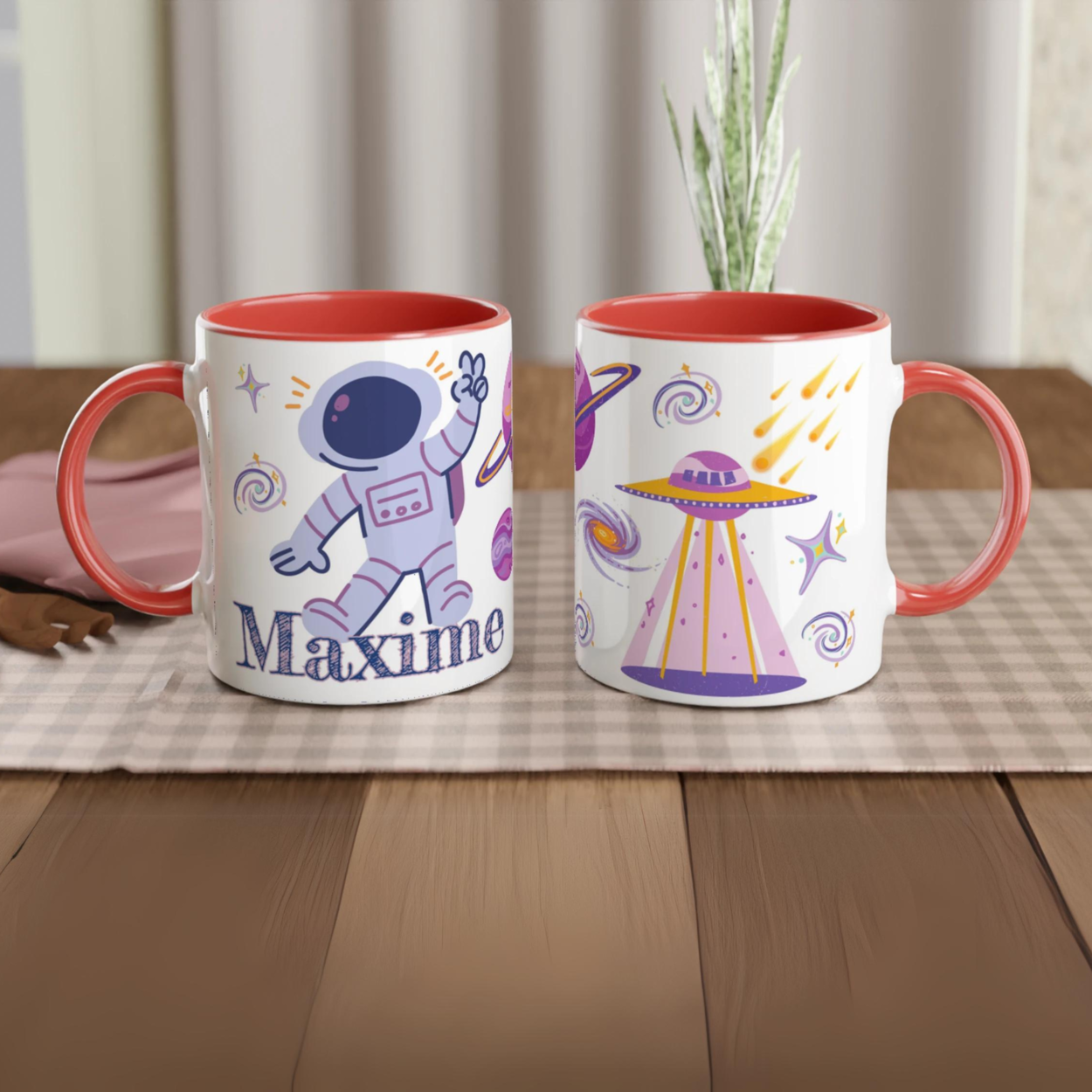 Mug Enfant Personnalisé – Univers Espace avec Fusées & Astronaute 🌌