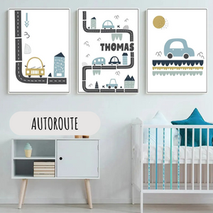 Affiches personnalisées pour chambre d'enfant - Thème Voitures 🚗🌈