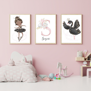 Affiches Ballerine personnalisées – Déco élégante chambre fille 🎀