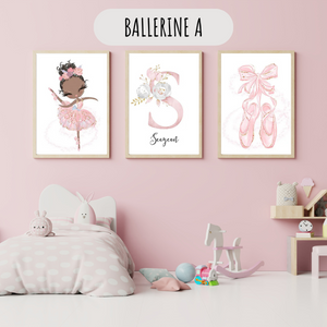 Affiches murales personnalisées Ballerine pour chambre de fille 🌸✨