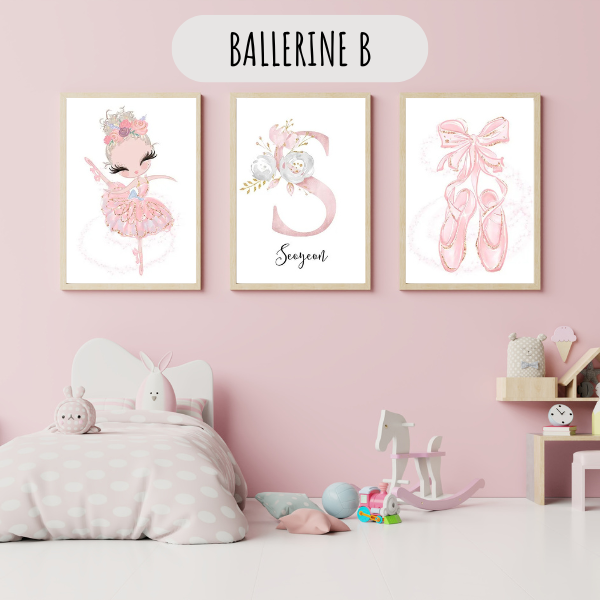 Affiches murales personnalisées Ballerine pour chambre de fille 🌸✨