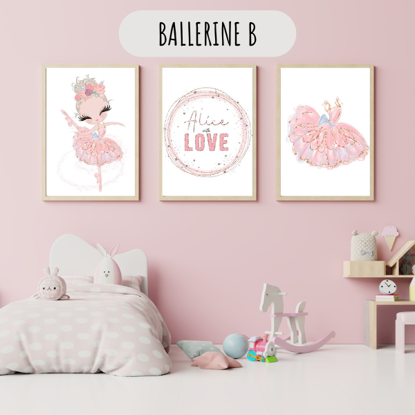 Affiches personnalisées thème ballerine pour chambre de fille