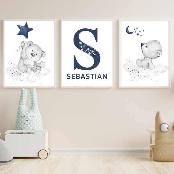 Affiches Personnalisées Bébé Ours - Décoration Chambre Enfant 🌟