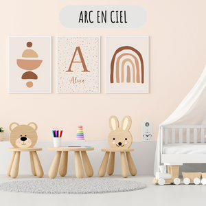 Affiches Déco Bébé Fille Arc-en-Ciel et Lama – Style Bohème 🌈