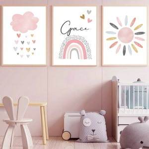 Affiches personnalisées arc-en-ciel pour chambre bébé