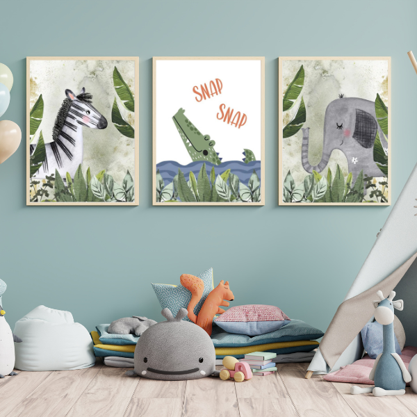 Affiches Animaux Safari - Décoration Chambre Bébé et Enfant