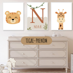 Affiches personnalisées Animaux Jungle pour chambre d’enfant