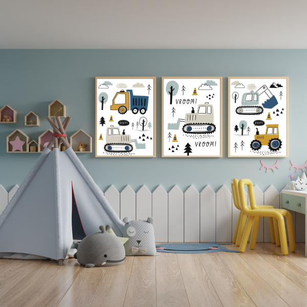 Affiches personnalisées chantier – Déco chambre garçon et bébé 🚧