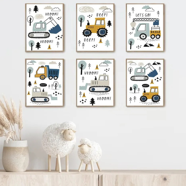 Affiches personnalisées chantier – Déco chambre garçon et bébé 🚧