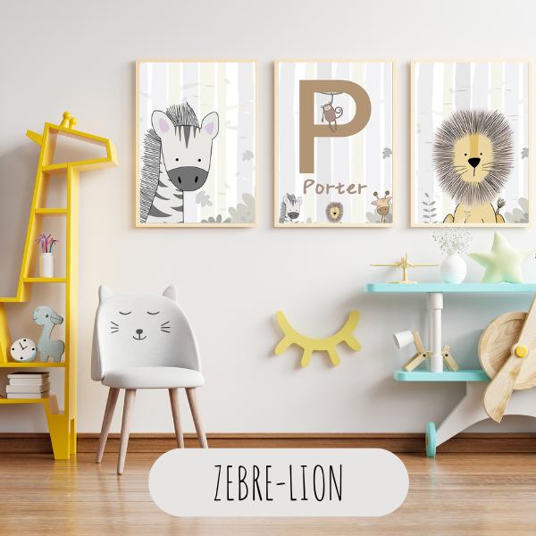 Décoration murale animaux - Personnalisation prénom et initiale