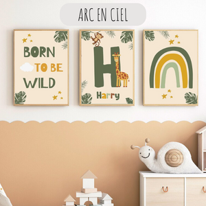 Affiches Animaux Jungle – Cadeaux personnalisable pour enfants 🌿🦒🦁