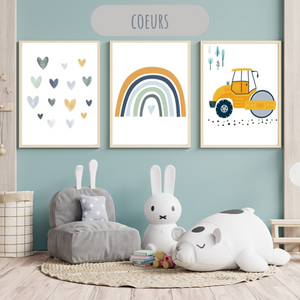 Affiches engins de construction - Décoration originale chambre enfant 🚧