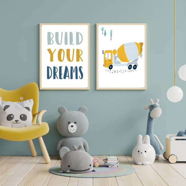 Affiches engins de construction - Décoration originale chambre enfant 🚧