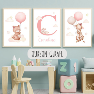 Affiches personnalisées - Ourson-Lapin & Douceur pastel