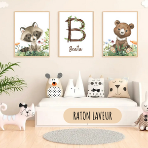 Affiches personnalisées animaux de la forêt – Décoration chambre bébé