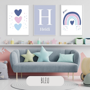 Affiches Fille Arc-en-Ciel et Initiale – Déco Chambre Bébé 🌈