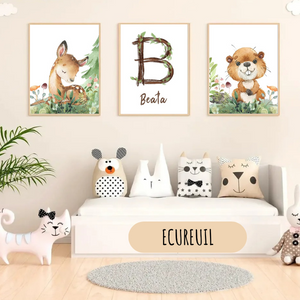 Affiches personnalisées animaux de la forêt – Décoration chambre bébé