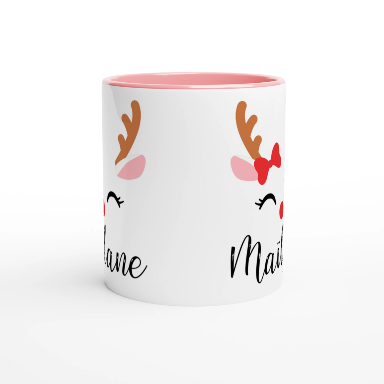 Mug de Noël Personnalisé Renne avec Prénom – Cadeau Festif Unique