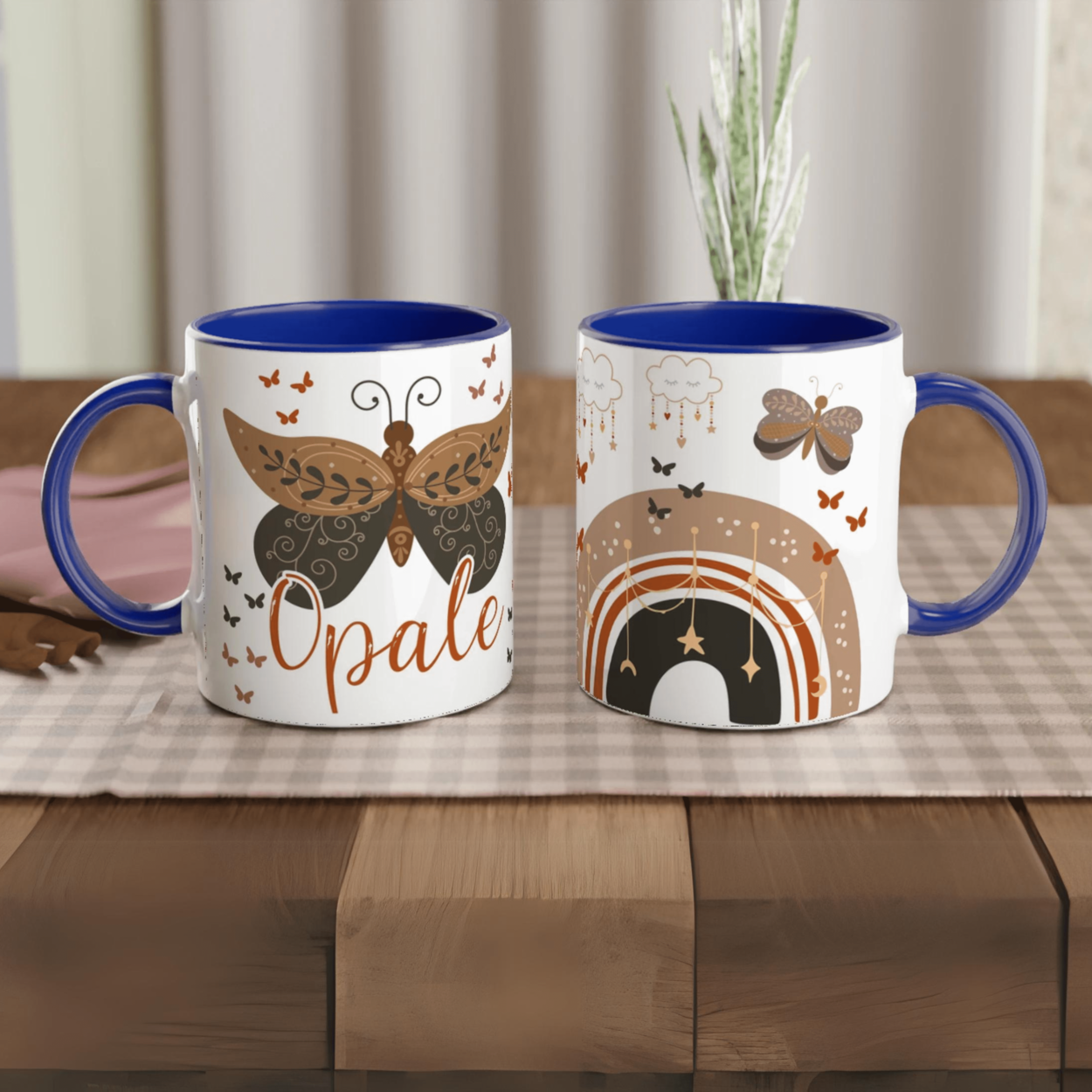 Mug papillon bohème personnalisé – Cadeau unique avec prénom