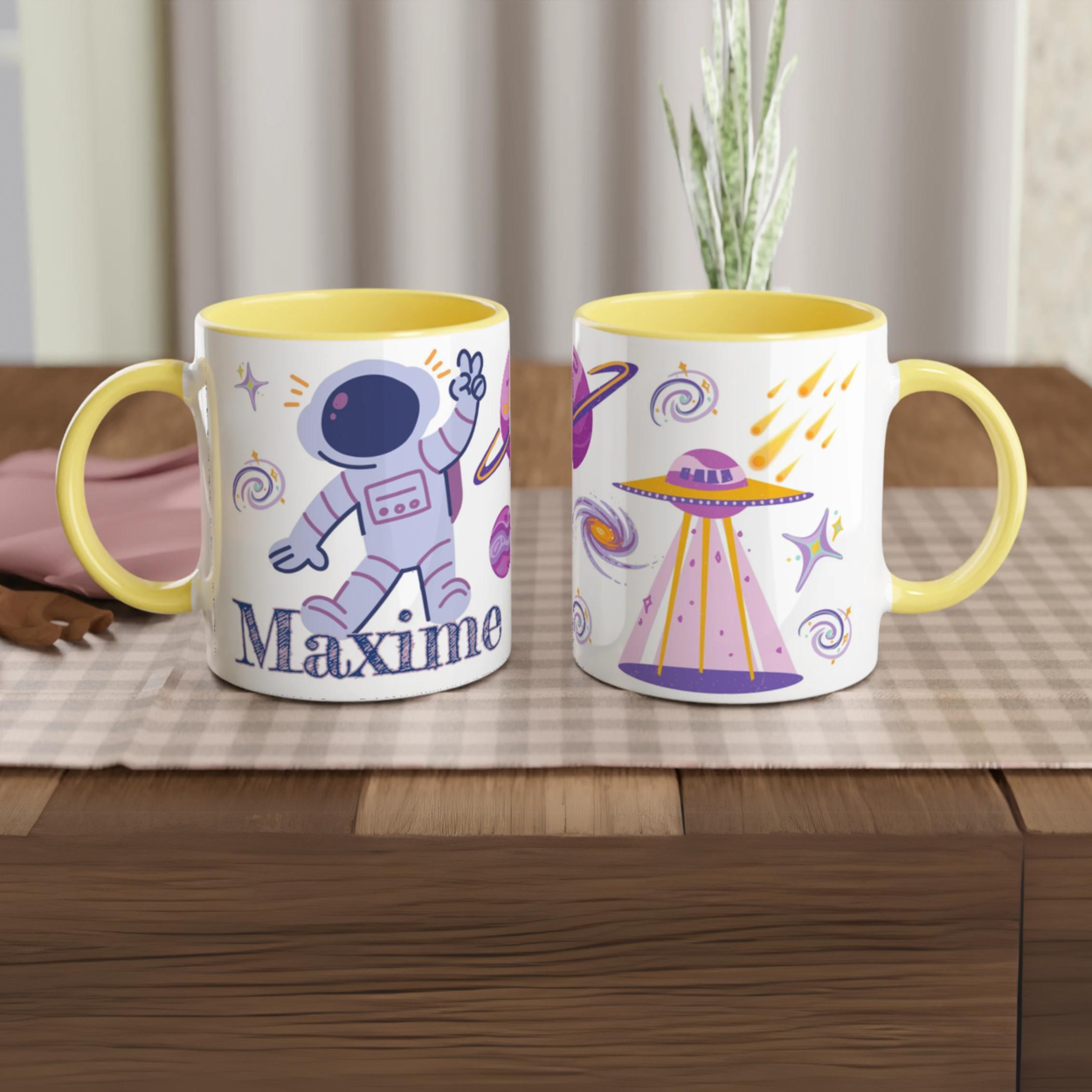 Mug Enfant Personnalisé – Univers Espace avec Fusées & Astronaute 🌌