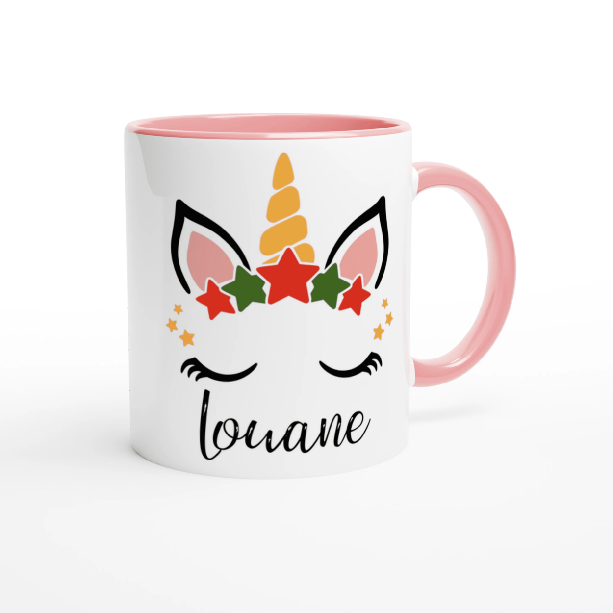 Mug licorne de Noël personnalisé - Cadeau magique avec prénom