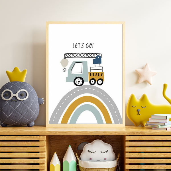 Affiches engins de construction - Décoration originale chambre enfant 🚧