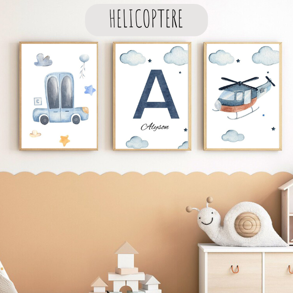 Affiches Personnalisées Montgolfière & Avion – Déco Chambre Enfant