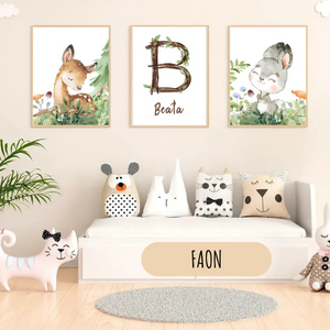 Affiches personnalisées animaux de la forêt – Décoration chambre bébé