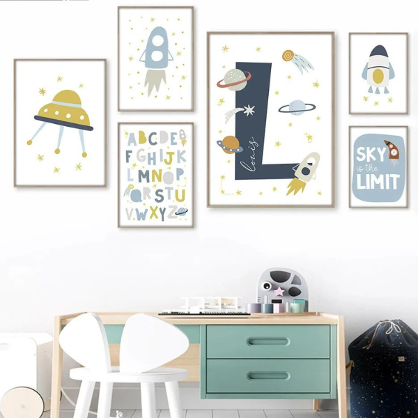 Affiches personnalisées Espace – Déco chambre enfant avec fusées