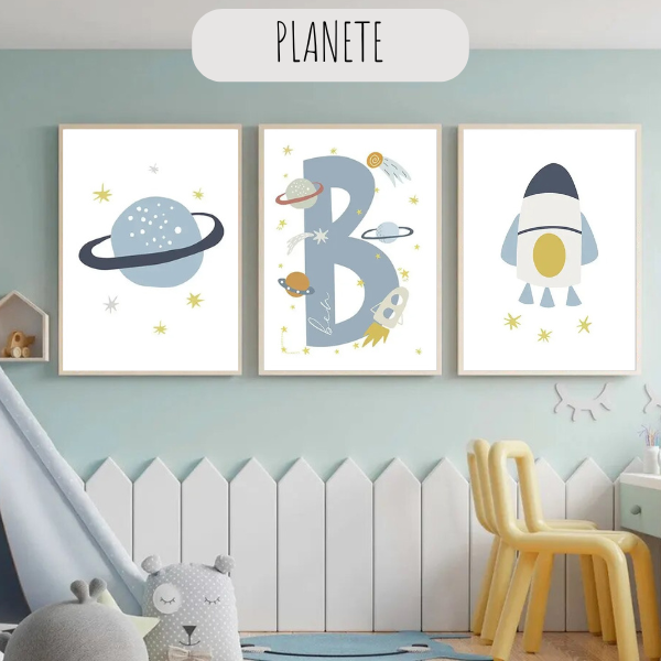 Affiches personnalisées Espace – Déco chambre enfant avec fusées