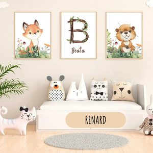 Affiches personnalisées animaux de la forêt – Décoration chambre bébé