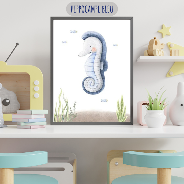 Chambre Bébé Garçon - Affiches Thème Océan Bleu Pastel