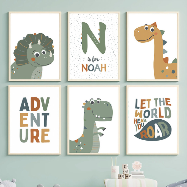 Affiches personnalisées dinosaures pour chambre d’enfant 🦕✨