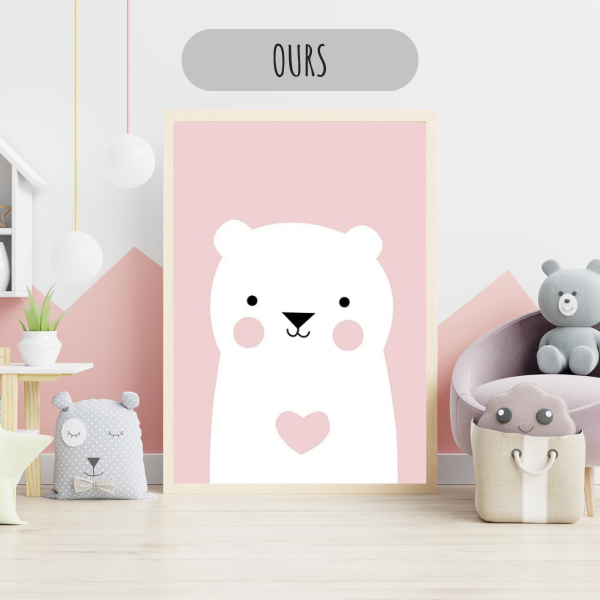 Affiches Décoratives pour Chambre Bébé - Affiches Déco Roses et Grises